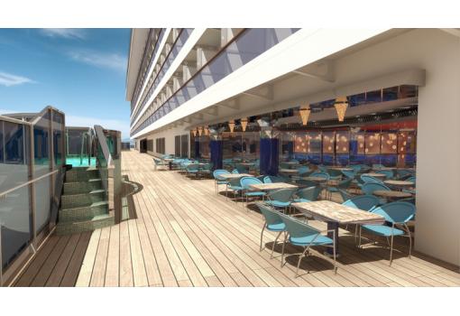 Una cubierta para pasear bajo el sol con bar y con terraza